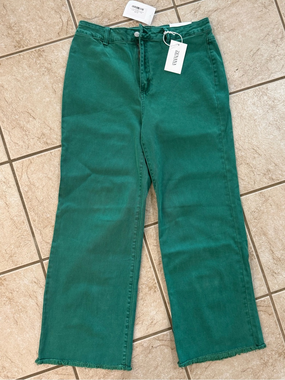 Zenana Outfitters Emerald Green Wide-Leg Jeans Size L